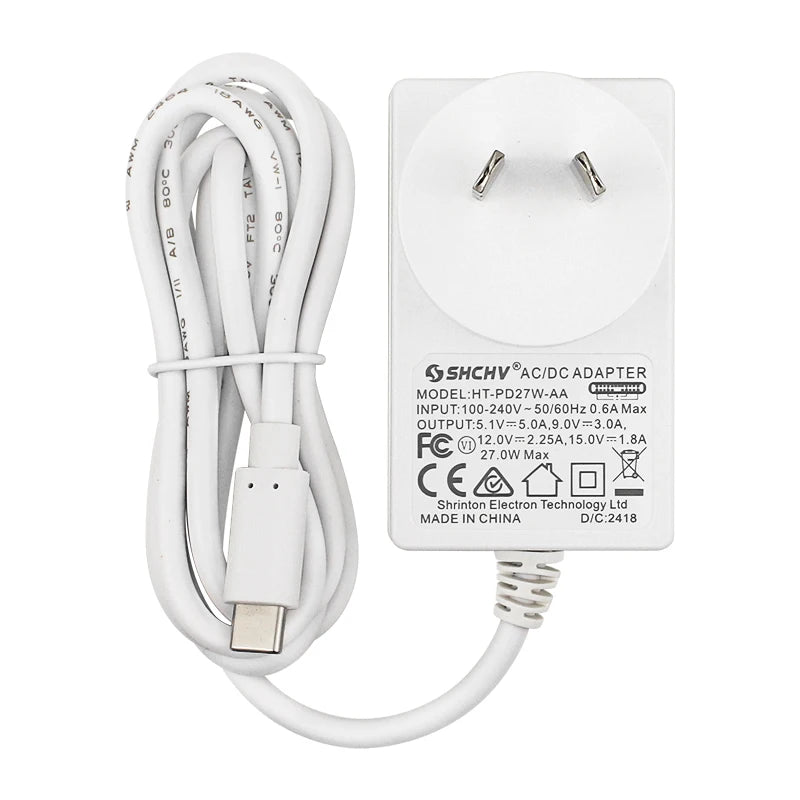 Raspberry Pi 5 27W USB-C Power Supply 5.1V 5A PD Charging AU Plug Power Adapter 1.2M Cable for Raspberry Pi 5
