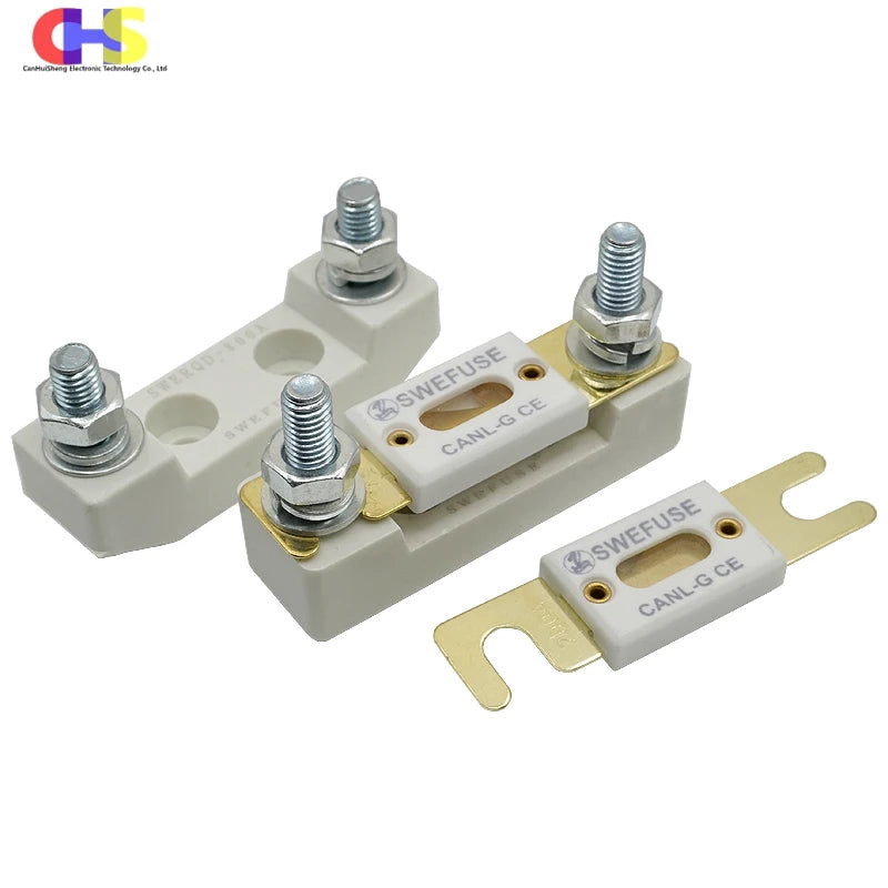 1Set Ceramics ANL Bolt-down Fuse Holder With 30A 50A 60A 80A 100A 150A 200A 300A 400A 500A 600A Fuse For Car Audio Power System