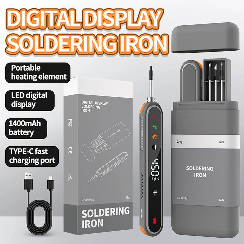 Type C USB Wireless Soldering Iron Digital Display Intelligent Temperature Control high-power Electric Solder Irons Welding Tool