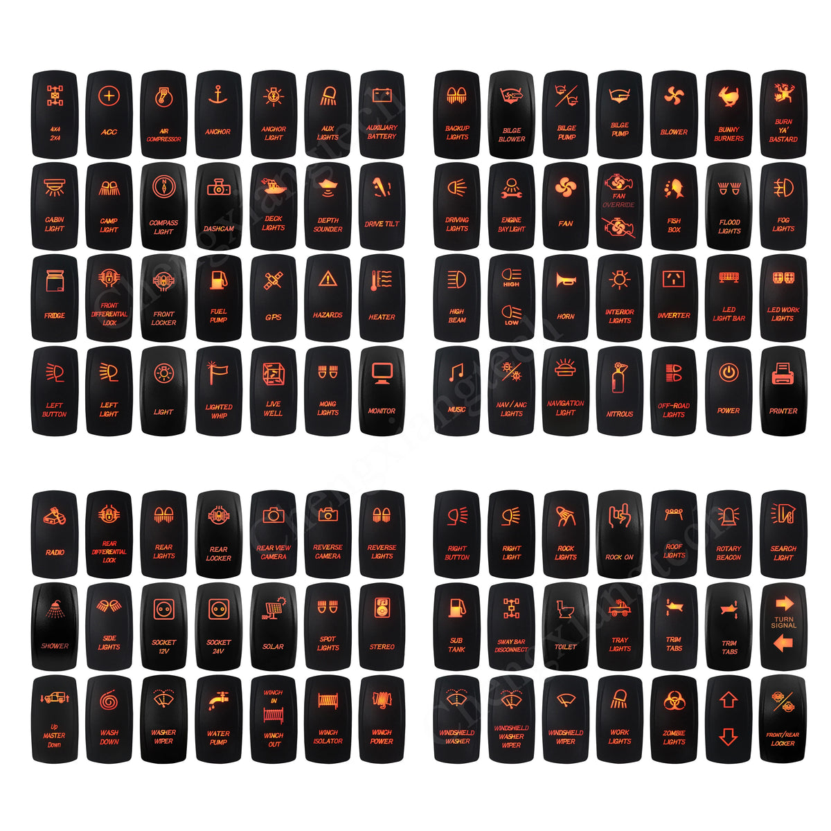 12V-24V Orange Led Rocker Switch Waterproof 20A Amber Light SPST DPDT Toggle Key for Car Boat ATV Camper Motorhome Auto Machine