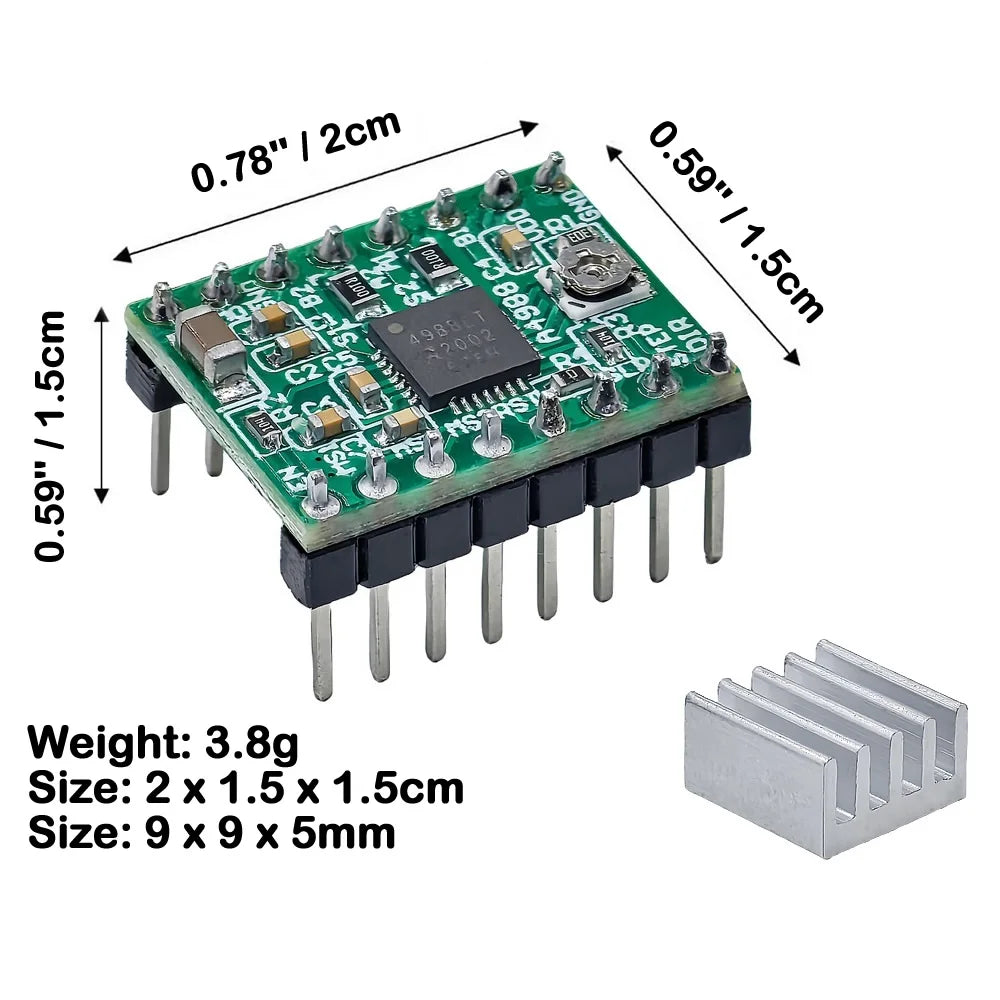 A4988 DRV8825 3D Printer Parts StepStick Stepper Motor Driver Module with Heat Sink Carrier Reprap RAMPS 1.4 Compatible Arduino
