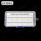 200Pcs 1W Zener Diode Assortment Box Kit 1N4728 1N4729 1N4730 1N4731 1N4732 1N4733 1N4734 1N4735 1N4736