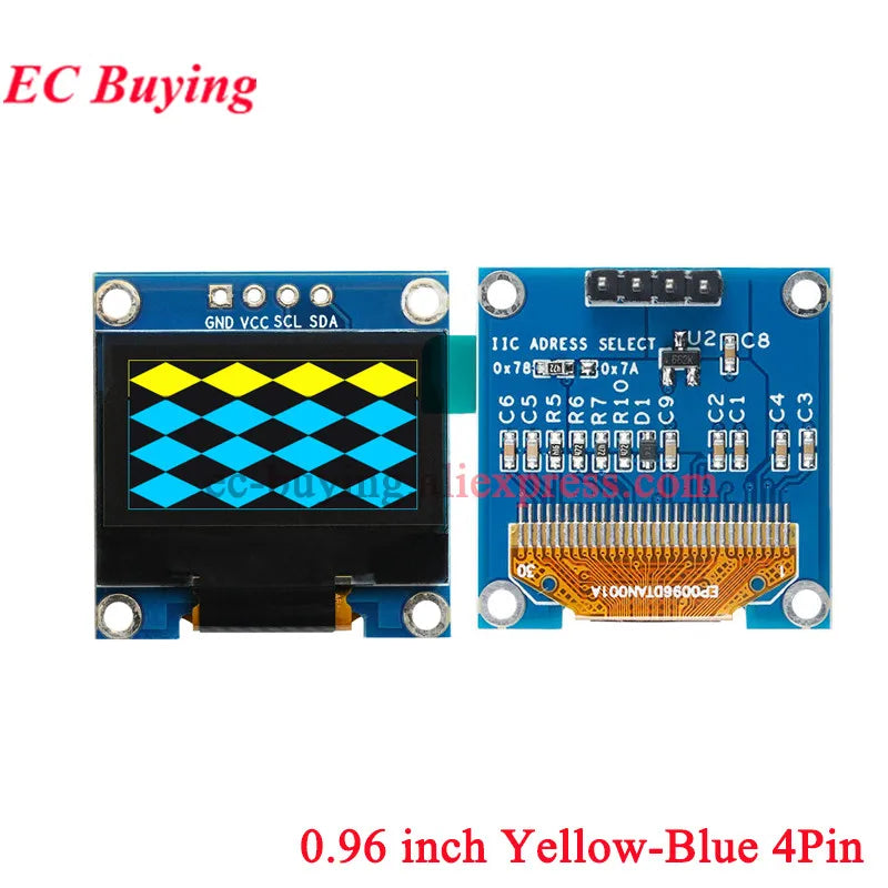 0.96 inch OLED IIC Serial White Display Module 128X64 I2C SSD1306 12864 LCD Screen Board GND VCC SCL SDA 0.96" for Arduino Black