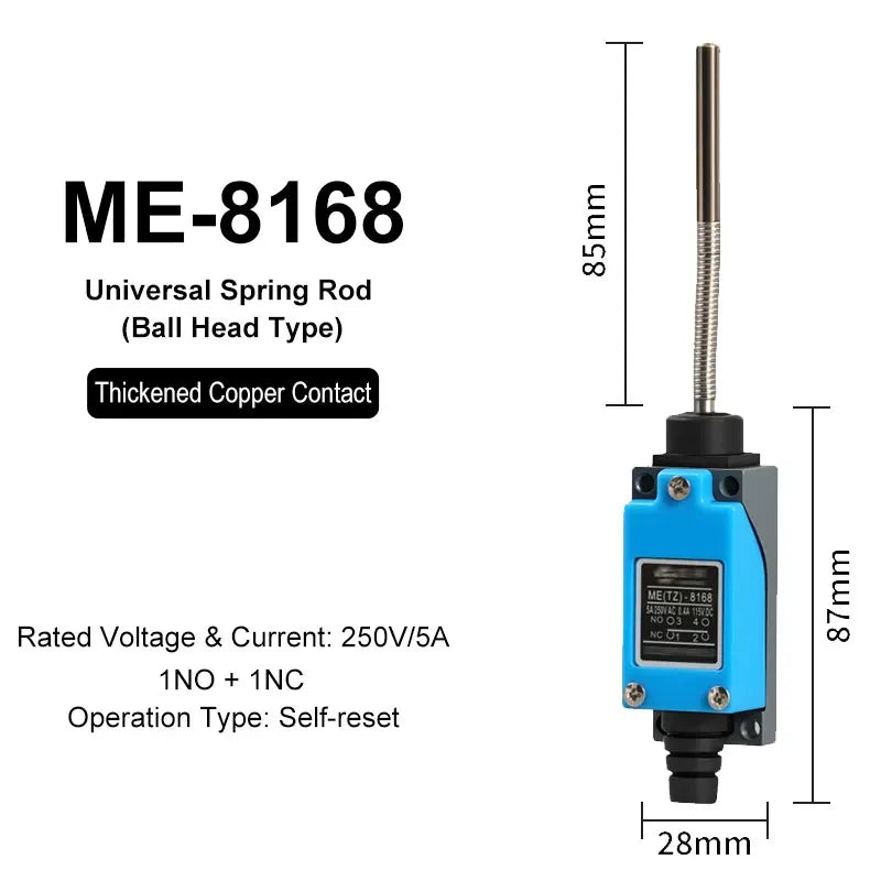 ME-8108 ME-8104 ME-8107 ME-8111 ME-8112 ME-8166-8169 Limit Switch Rotary Adjustable Roller Lever Arm Travel Switch AC250V NO NC