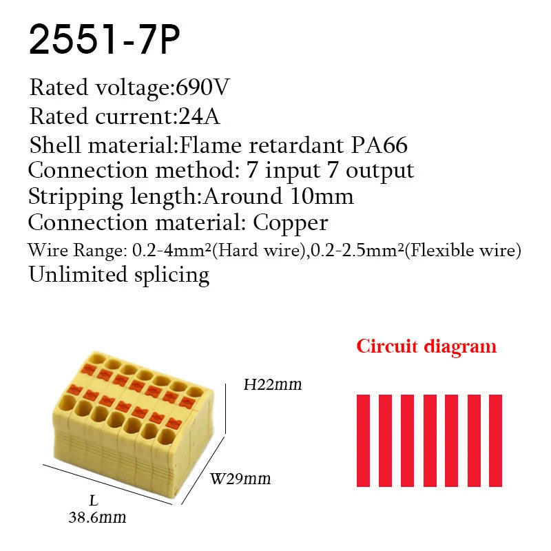 Push-In Wire Connectors Electrical Cable Terminal Block Multiple In/out DIN Rail Mount With Fixing Hole Spliceable DIY connectio