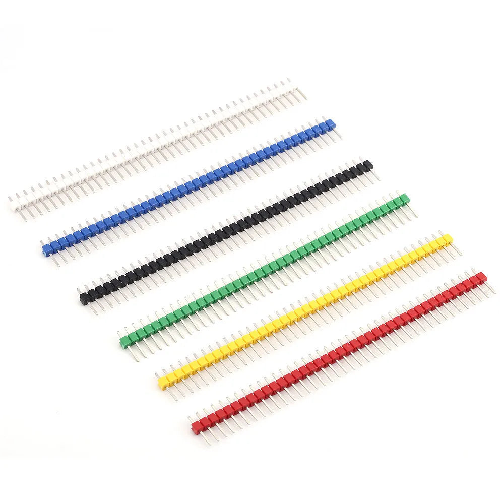10PCS 2.54mm 1X40Pin Single Row Male Breakable Pin Header Connector PCB Pin Strip for Arduino Yellow/Green/White/Black/Red/Blue
