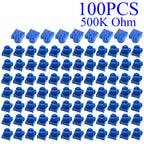 5-100pcs 3386P-1-103 1k 2k 5k 10k 20k  0.5W, 1/2W PC Pins Through Hole Trimmer Potentiometer Cermet 1 Turn Top Adjustment
