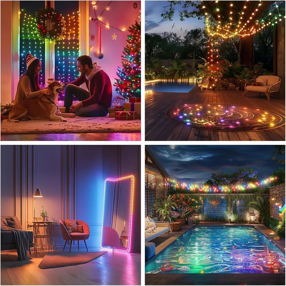 USB 5V Smart RGB-IC Fairy Light String Christmas Lights Decorations Lamp Garland WS2812 Bluetooth APP&Remote Control Addressable