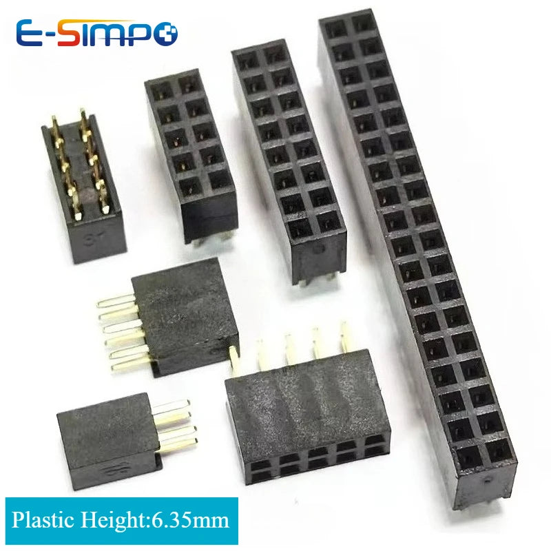10pcs 2.0mm PH6.35 Straight Female Header Double Row Vertical 2X2/3/4/5/7/8-20/40P PC2.8 1U Gold-plate PCB Pin Socket Connector