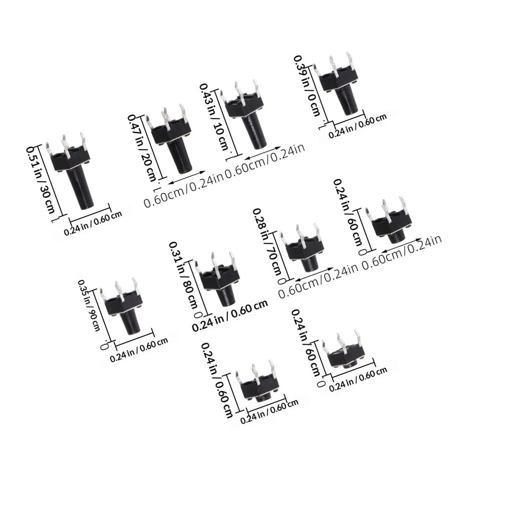 100pcs Micro Tactile Push Kit 12X12X9.5Mm Long-Lasting Momentary For Diy Electronics Project Tactile Micro Switch Button Push