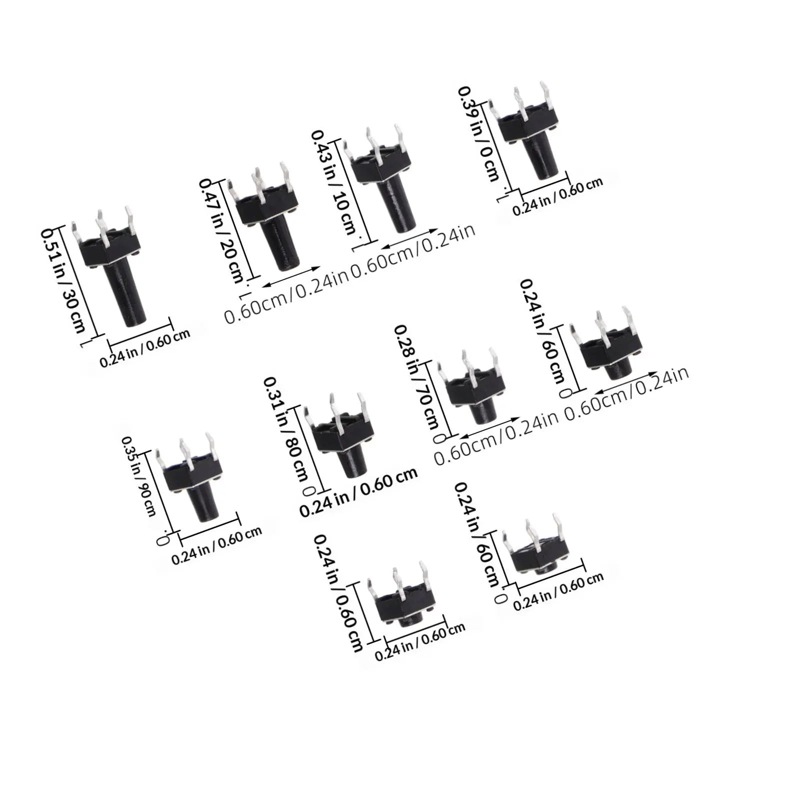 100pcs Micro Tactile Push Kit 12X12X9.5Mm Long-Lasting Momentary For Diy Electronics Project Tactile Micro Switch Button Push