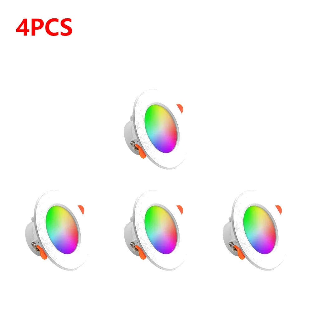 12-1Pcs RGB LED Bulb Tuya Dimmable Downlight Spotlight Bluetooth-Compatible Lamp 10/15W APP Control GB+CW+WW Smart Lamp