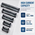 Dual Row Strip Screw Terminal Block TB1503-TB151 15A  Fixed Wiring Board Wire Connector for Electronic Components