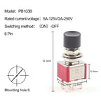 5PCS 3Pin C-NO-NC Reset Latching Toggle Switch Automatic return Push Button (ON)-OFF 5A125V/2A250V 6mm Mini Toggle Switches