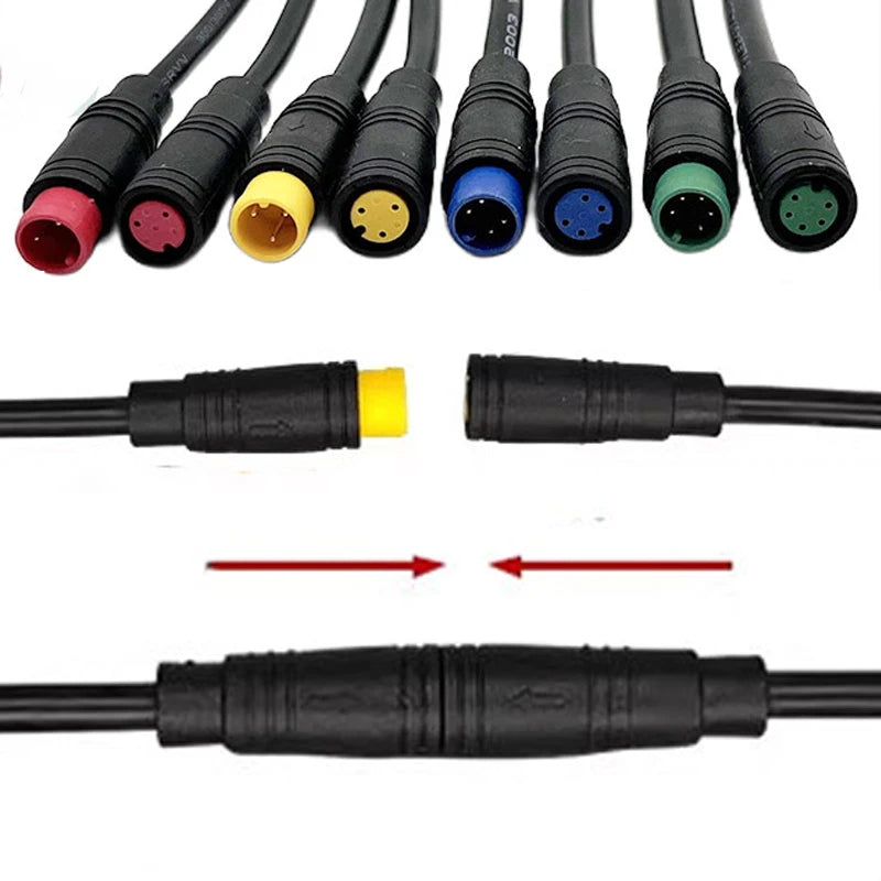 1pc 1m Long 6/8mm Circle Connector Cable Signal Sensor Cord For EBike E-Scooter Waterproof Extension Cable 2 3 4 5 6 Pin M6/M8