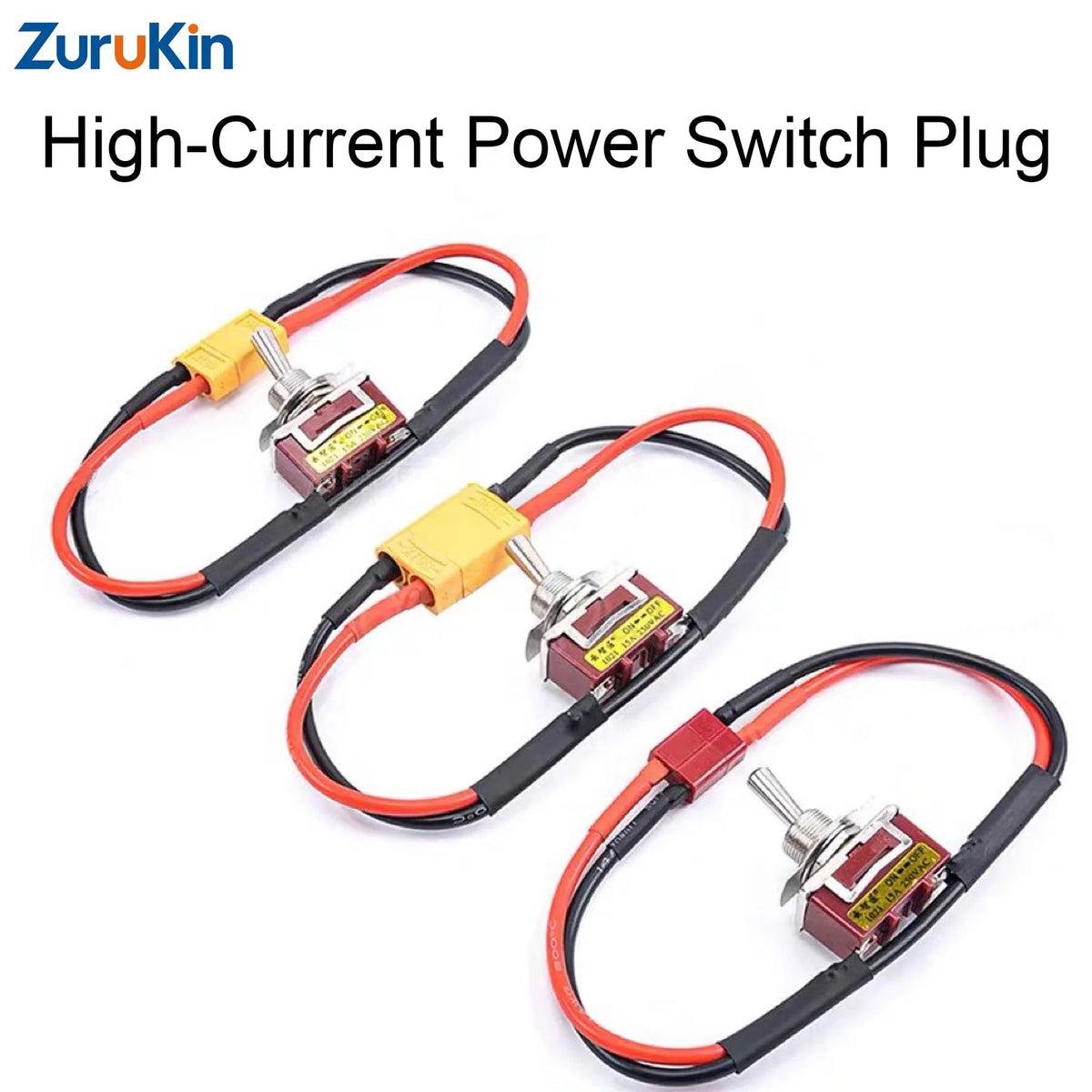 ZuruKin High Current RC Power Switch XT60 XT90 T Plug Toggle On Off Connector 15A 250V for RC Airplane Drone Car Battery ESC DIY
