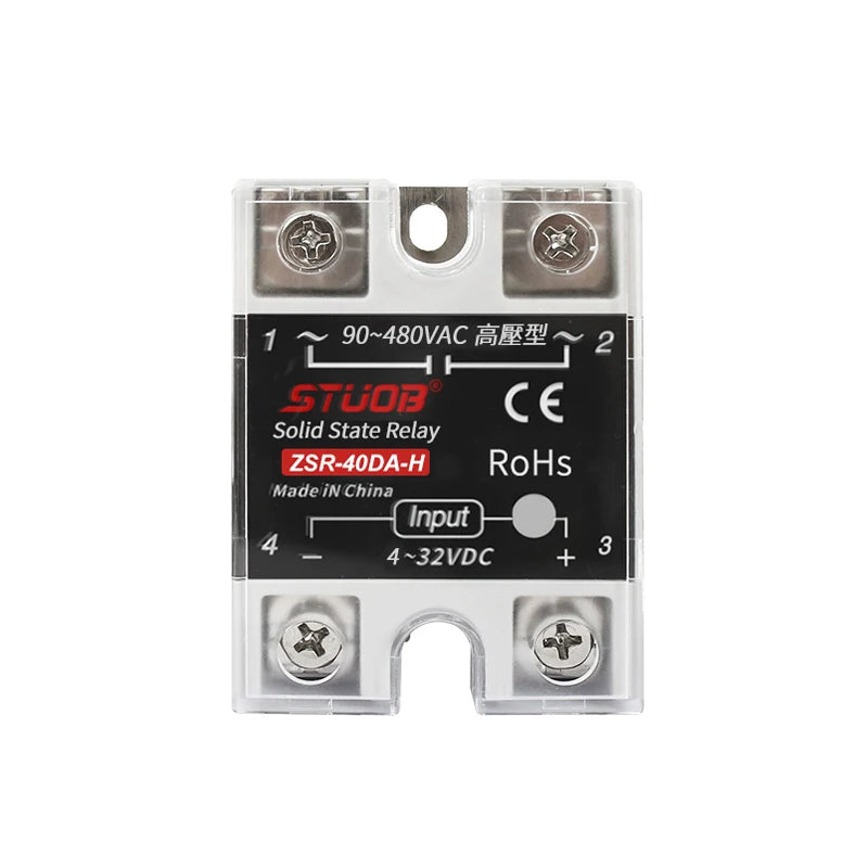 High-voltage Single-phase Solid State Relay Input 4-32VDC to Output 90-480VAC DC to AC SSR 10/25/40A Module Relay