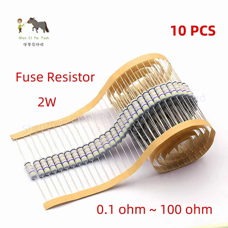 10pcs 2W 5% Wire Wound Resistor Fuse Winding Resistance 0.1R ~ 100R 0.22R 1R 2R 3R 4.7R 6.8R 10R 12R 15R 20R 27R 33R 43R 56R ohm
