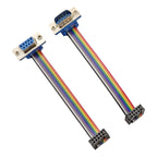 D-Sub DB9 9 Pin Male / Female Connector to FC-10P IDC Female 2.54mm 10 Pin Rainbow / Multicolor Flat Ribbon Cable to DIDC 9P