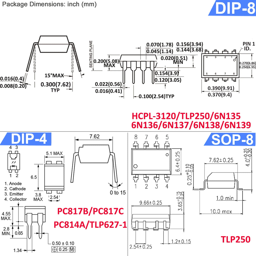 Pc817 Pc817B Pc817C 6N137 Tlp250 Tlp627 4N35 4N25 6N136 6N138 Moc3041 Moc3020 Moc3021 Hcpl3120 Moc3083 Hcpl 3120 817 Optocoupler