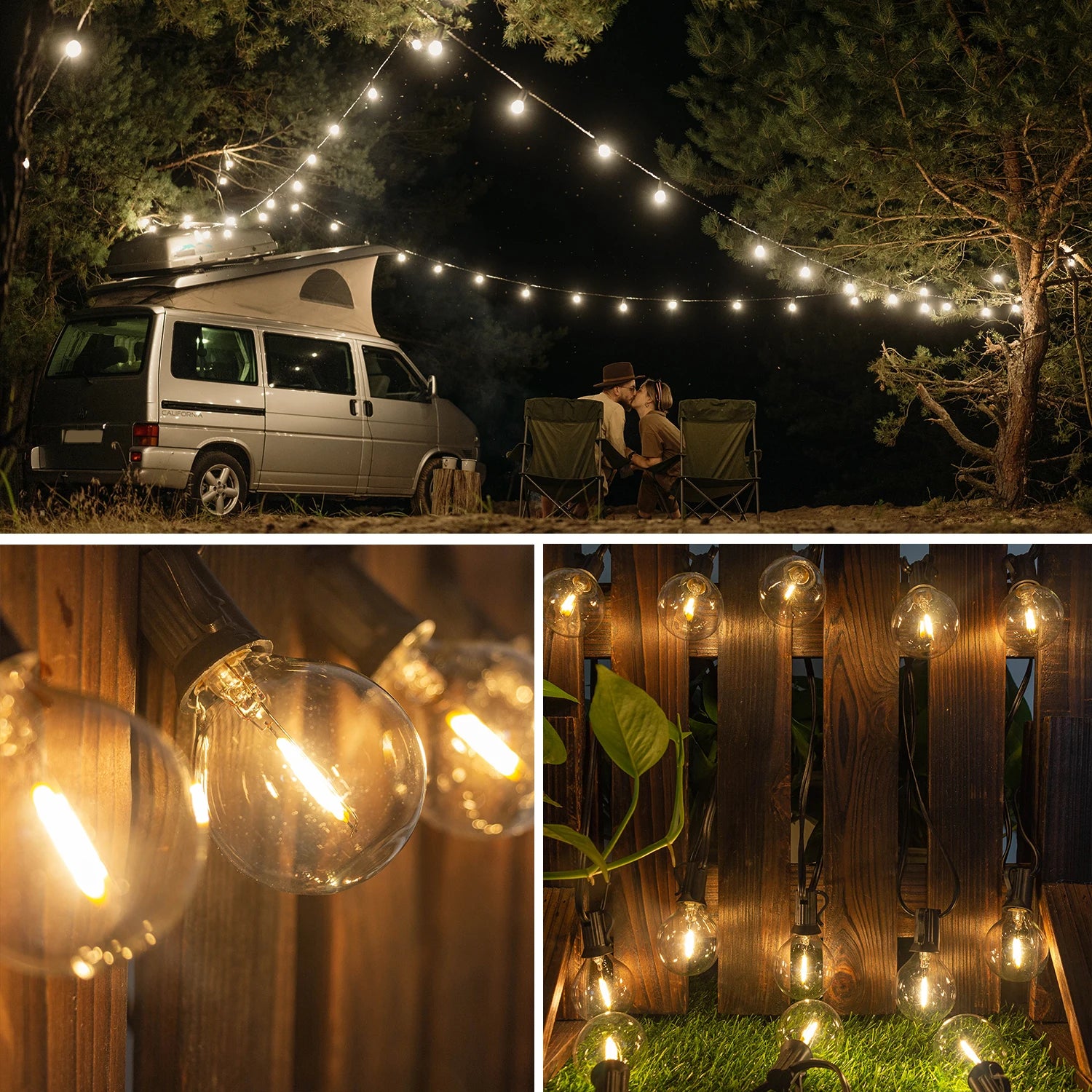 25PCS Vintage G40 LED Light Bulbs 1W E12 220V Warm White 2200K Clear Glass Equal 7W Incandescent String Light Replacement Bulb