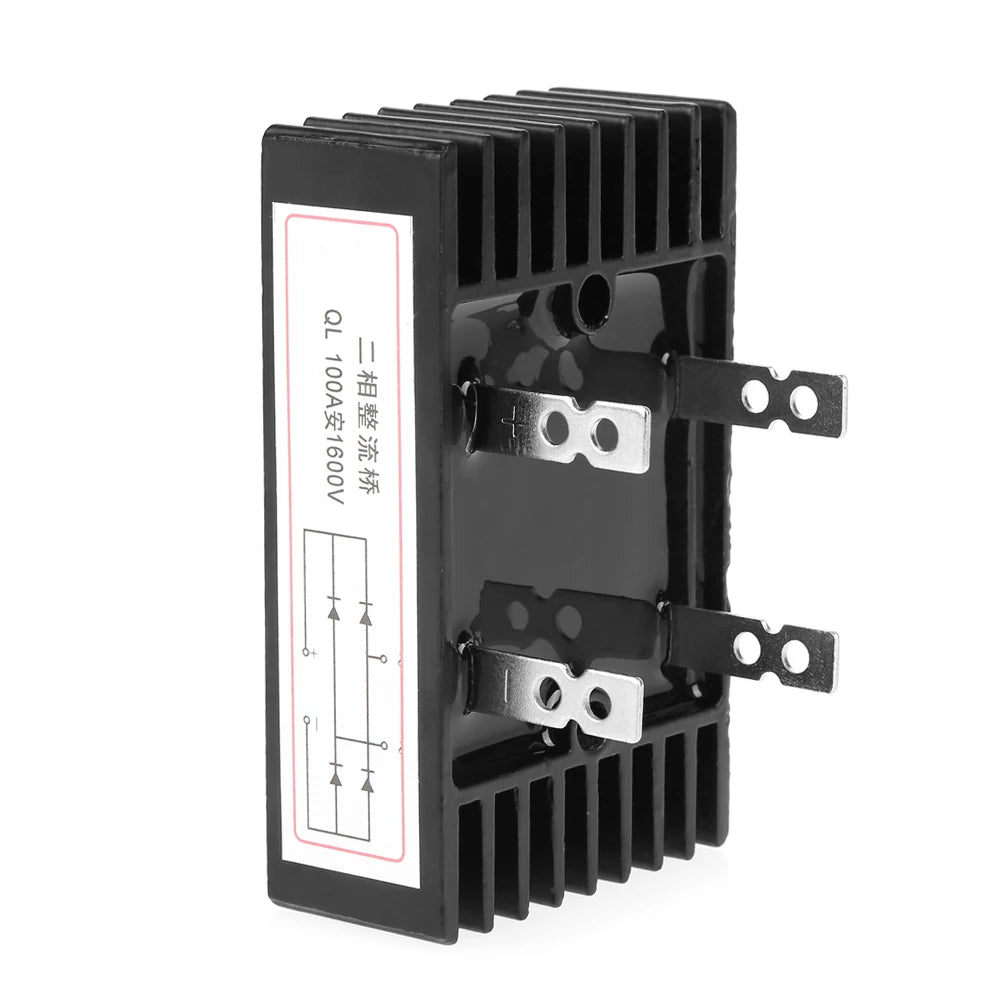 1Pcs Bridge Rectifier 100A 1600V Diode Bridge Rectifier 2-Phase Rectification High Power Black Bridge Rectifier