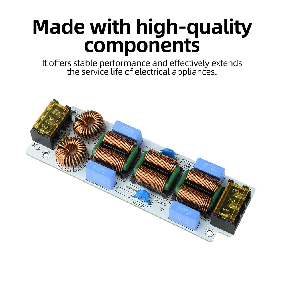 10A AC EMI Filter 110-250V Single-phase EMI Electromagnetic Interference Filter Audio Switching Power Supply Ripple Filter