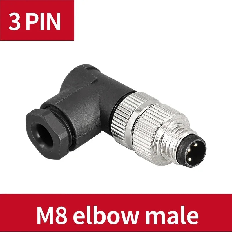 5 PCS M8 3/4/5/6/8 Pin Waterproof  ELBOW Sensor Connector Male&Female Aviation Plug&Socket D Type Screw Lock