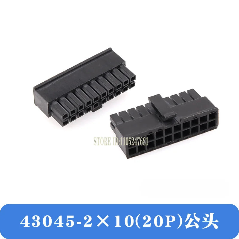 10sets Mx3.0 3.0mm Pitch Micro-fit 3.0 Connector Housing 2*1/2/3/4/5/6/8/10/12 Pin Male + Terminal Molex 43030 2p/3p/4p/5p