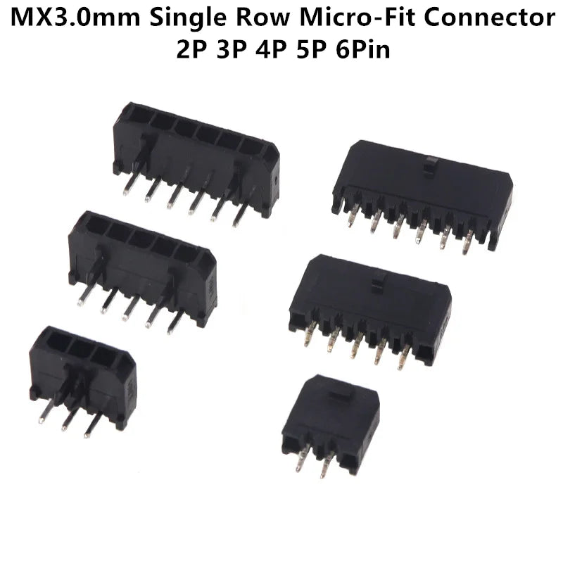3.0mm Pitch MX3.0 Micro-Fit Connector Single Row Straight Curved Right Angle Needle Pin Header 43650 Type Socket 2P3P4P5P6Pin