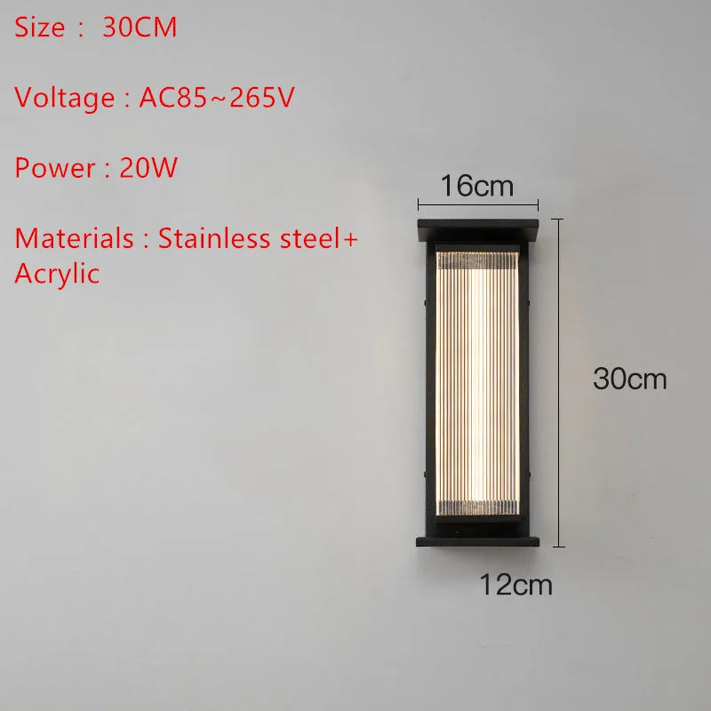 Modern Minimalist Stainless Steel LED WALL Light Outdoor Waterproof IP65 AC85~265V Porch Lamp For Courtyard street Decoration