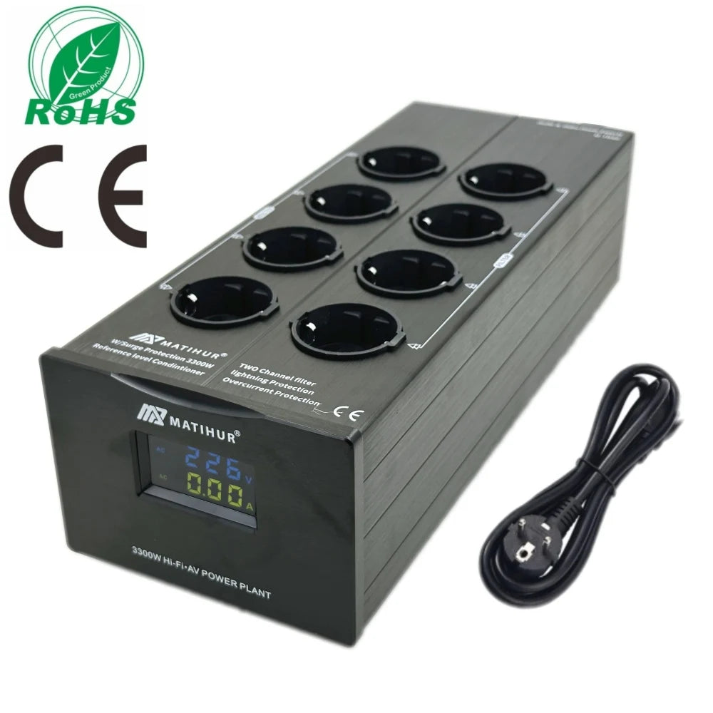 hifi MATIHUR M-TR80  Audio Noise AC Power Filter Power Conditioner Power Purifier Surge Protection with EU Outlets Power Strip