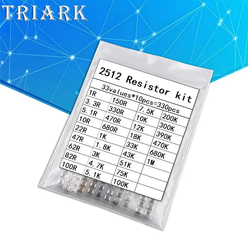 330/660/1650pcs 33values 0402 0603 0805 1206 1210 2512 SMD Chip Resistor Kit 1R~1M 10R 100R 220R 1K 10K 100K 680K sample pack