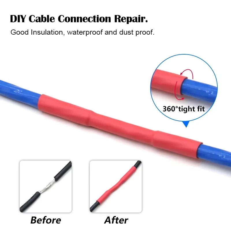 1M-25M 0.6mm~40mm Black Red Polyolefin Shrinking Assorted Heat Shrink Tube Cable Insulated SleeveTubing Wire Connector Protector