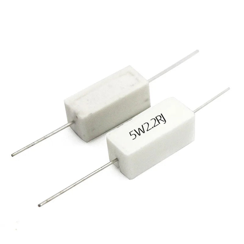 10PCS 5W 5% Cement Resistor Power Resistance 0.1R-100K 1R 2.7R 10R 43R 470R 0.15 0.25 0.47 0.68 1 3 10 12 22 27 47 100 500 ohm