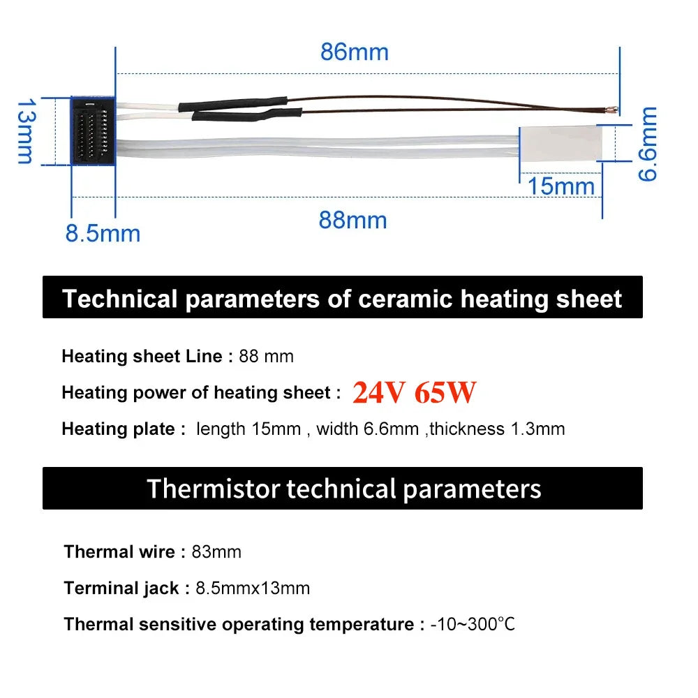 Thermistor For Bambu Lab P1P X1C P1S X1 X1E Hot end Print Head Thermistor Ceramics Heater 3D Printing Parts for bambulab Hotend