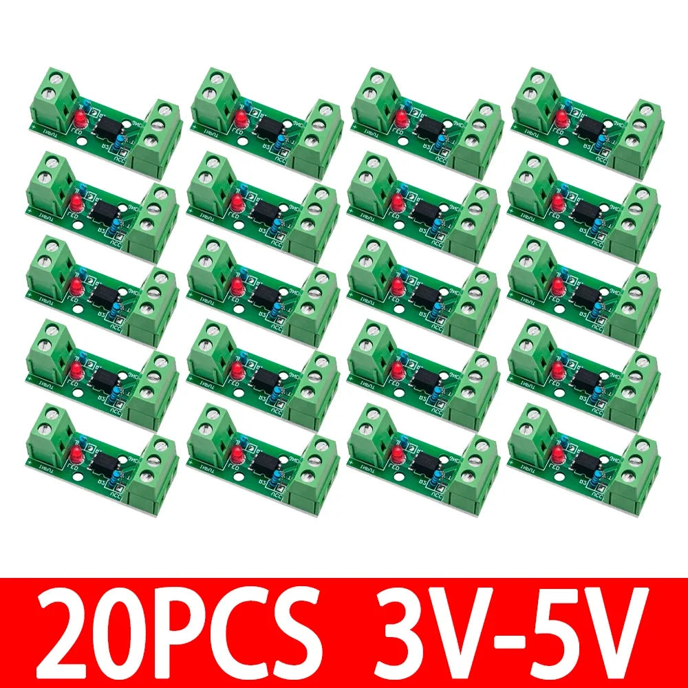 1~20PCS 1 Channel Way Optocoupler Isolation Module PC817 3V-5V 12V 24V Photoelectric Isolator Rail Holder PLC Drive Motor Board