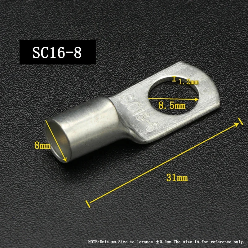 SC Type Wire Nose Terminal SC6 SC10 SC16 SC25 Bare Copper Battery Block Lugs Hole ID 6 8 10 12mm Crimp Wire Connector