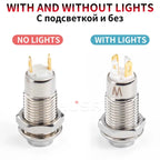 8 10 12 16 19 22mm high head small Waterproof Metal Push Button Switch LED Light Self-locking/Self-reset 3/6/12/24V