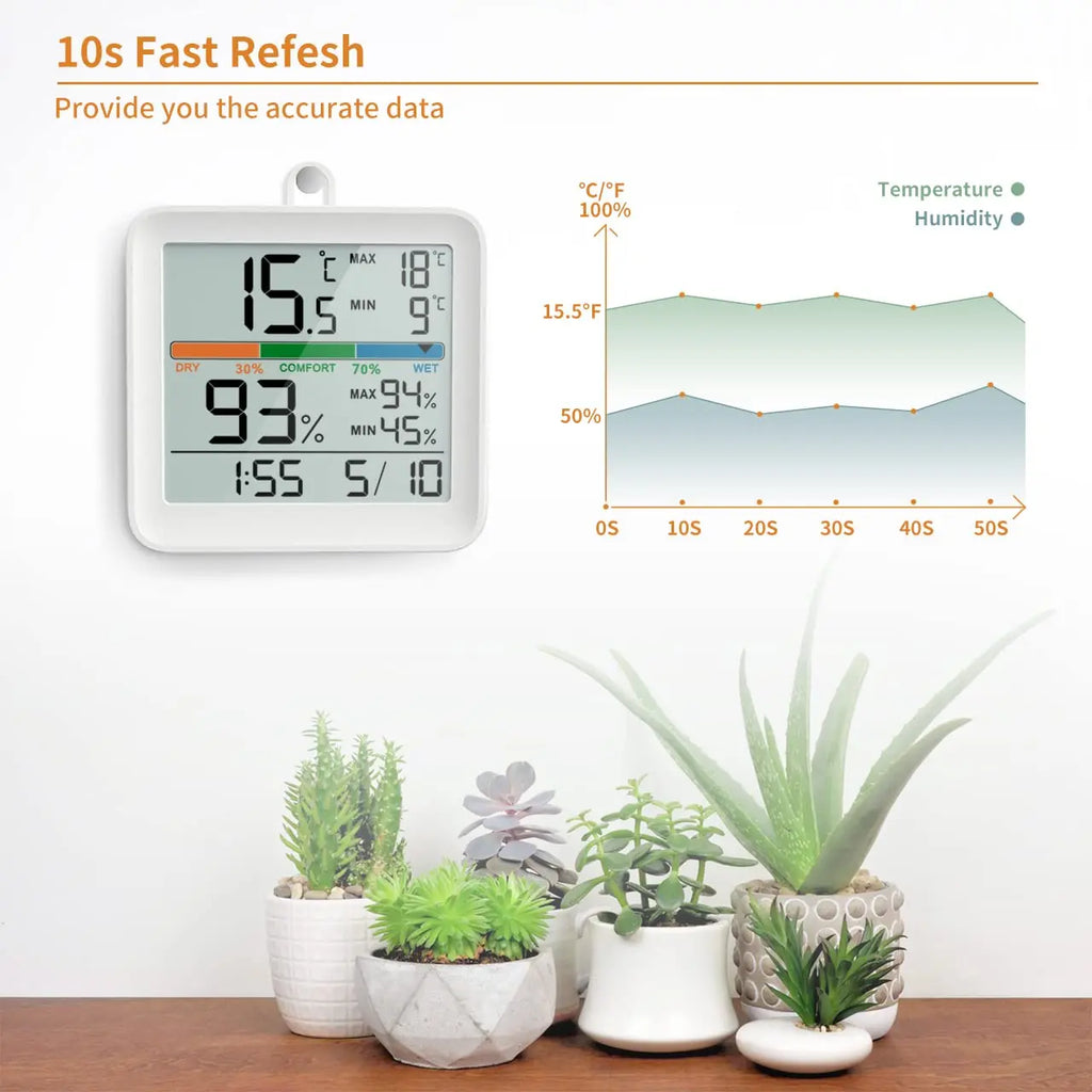 LCD Thermometer Hygrometer Sensor Gauge Indoor Room Digital Temperature Humidity Meter Weather Station For Home