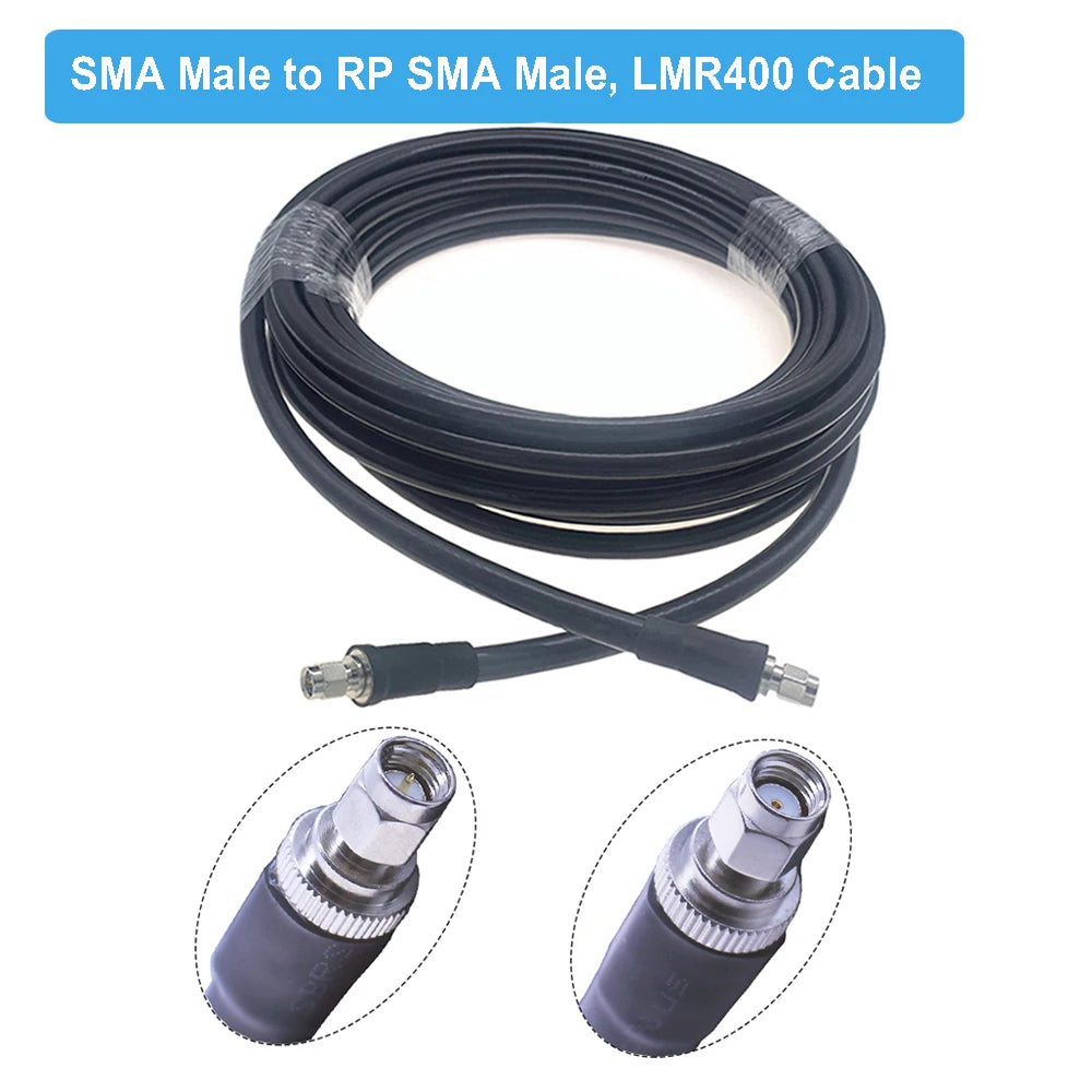 LMR 400 SMA to SMA Male/RP SMA Male Connector Cable Low Loss 50 Ohm 50-7 Cord WIFI Antenna Extension Jumper RF Coaxial Adapter