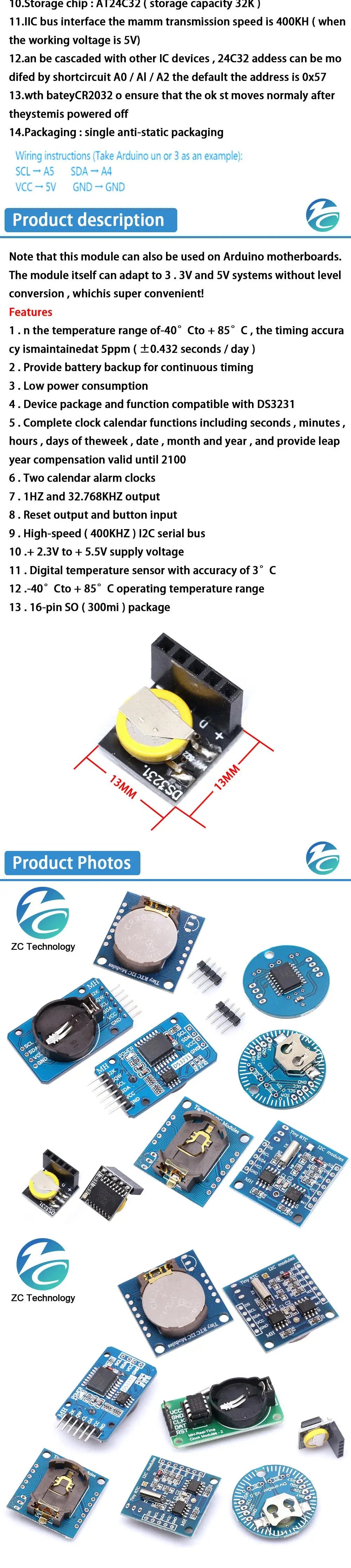 DS3231 AT24C32 IIC Module DS1302 Precision Clock Module DS1307 Memory module mini module Real Time 3.3V/5V For Raspberry Pi