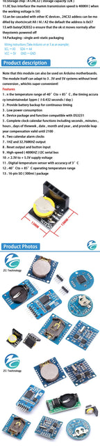DS3231 AT24C32 IIC Module DS1302 Precision Clock Module DS1307 Memory module mini module Real Time 3.3V/5V For Raspberry Pi