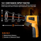 TS600 Infrared Thermometer Digital Temperature Gun Laser Non-contact Temp Reader IR Temperature Sensor Adjustable Emissivity