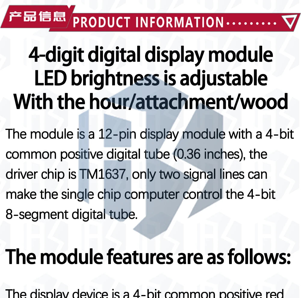 TM1637 4-Bits Digital LED Display Module for Arduino: 0.36 - Inch 7 - Segment RED Anode Tube with Four Serial Driver Board Pack