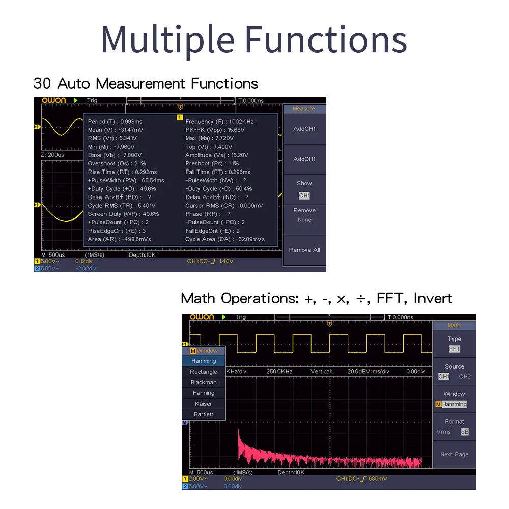OWON SDS1102 100MHz 2 Channel Digital Oscilloscope 1GSa/s Real Time Sampling Support SCPI Command LabVIEW Secondary Development