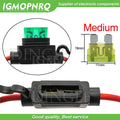 1Set Waterproof 32V Mini/Small/Medium Auto Fuse Holder 18/16/14/12/10AWG With Car Blade Fuse 3A 5A 7.5A 10A 15A 20A