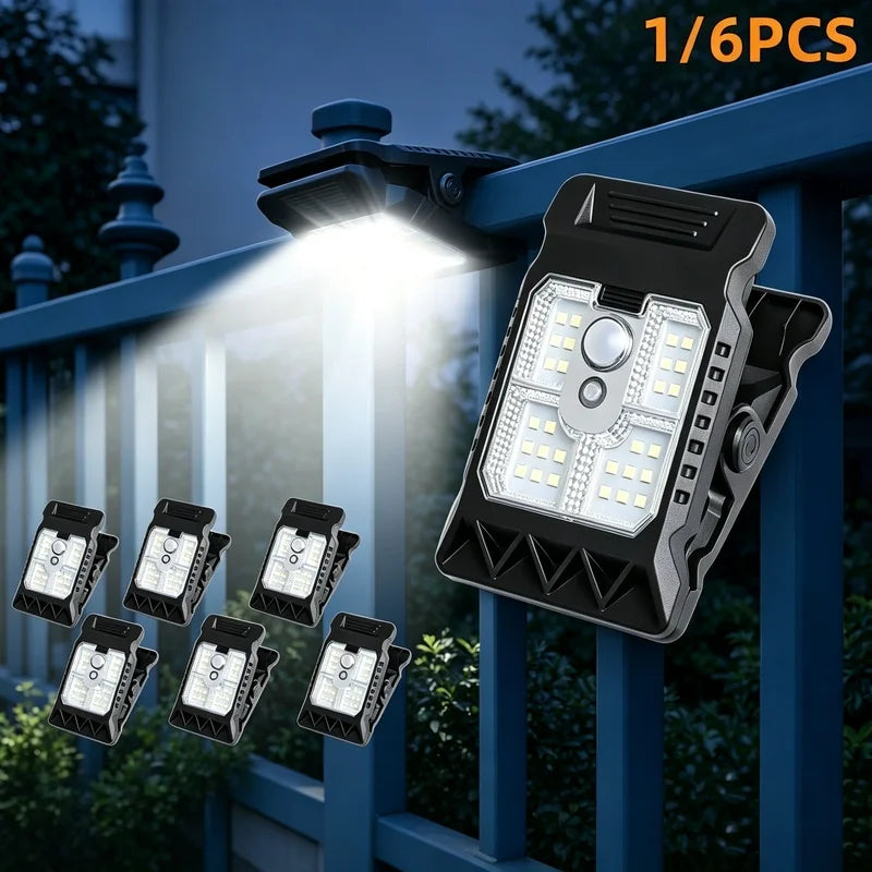 Clip‑on Solar Lights Outdoor Waterproof LED Motion Sensor Solar Security Lights, 3 Modes 3 Mounting Ways Lighting for Fence