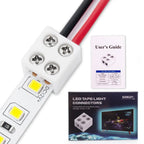 LED Strip Connectors 2Pin 8mm 5V/12V/24V Versatile LED Light Solderless Connector Adapter for 22AWG/20AWG/18AWG/16AWG Solid Wire