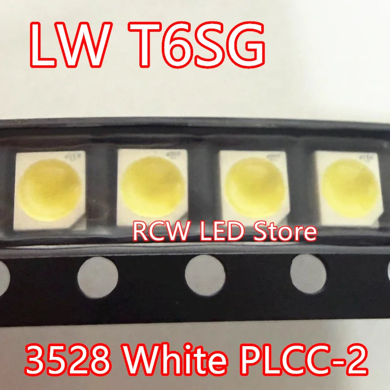 50PCS LW T6SG LWT6SG 3528 White PLCC-2 SMD LED lamp beads
